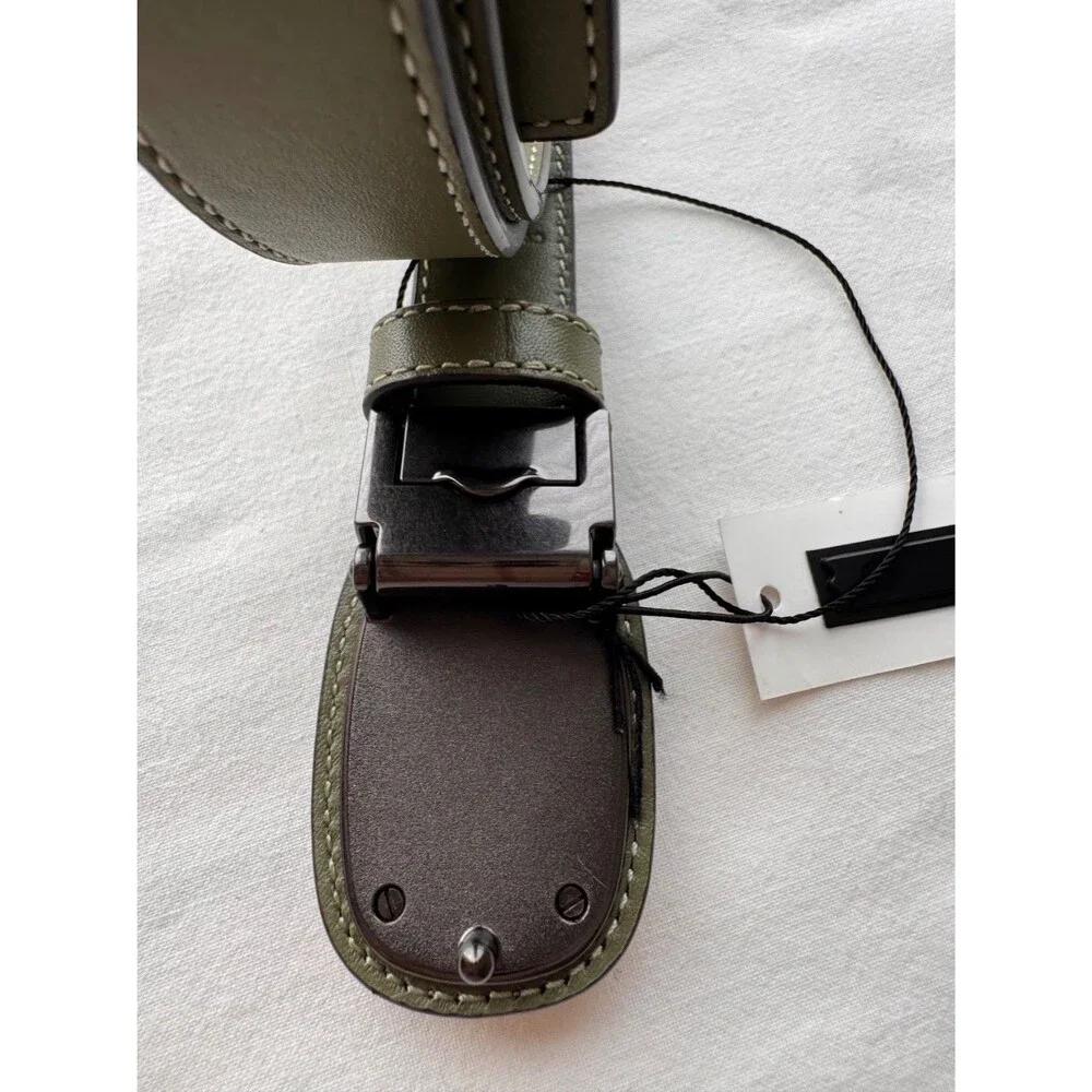 Coach Eliza Reversible Belt Military Green Plaque Buckle Cut To Size OS NWT Rare